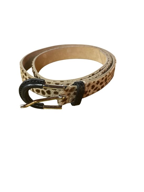 Lafayette 148 New York Calf Hair Leopard Animal Print Leather Belt Sz MED